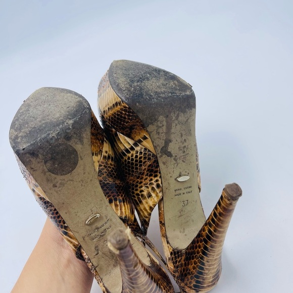 Multicolored Sergio Rossi snake skin Key Hole Open Toe Platform heels - Picture 5 of 10